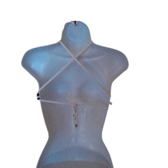 BARBIE CORE VITAMIN A  Black White Striped Bikini Swim Suit Top Fits XS - Picture 5 of 5